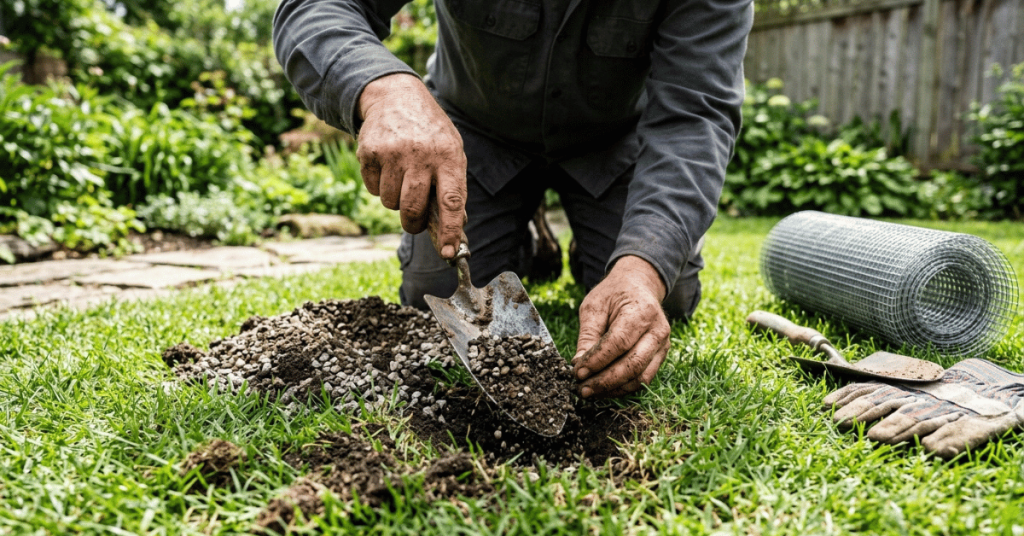 how to fill mouse holes in yard?
